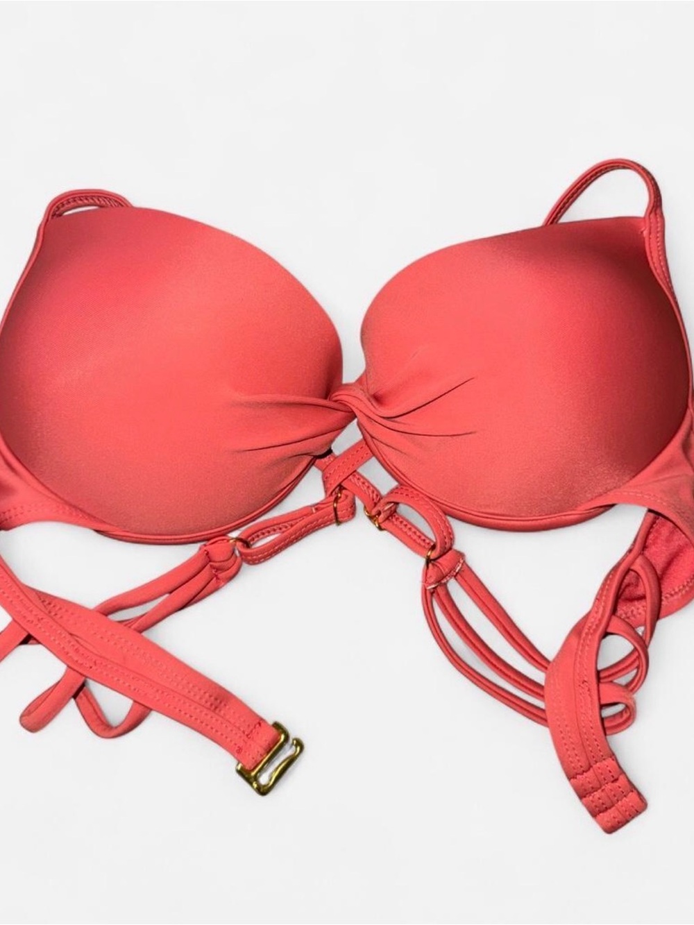Strappy Coral Push-Up Bikini Top - Women Swim Bikinis